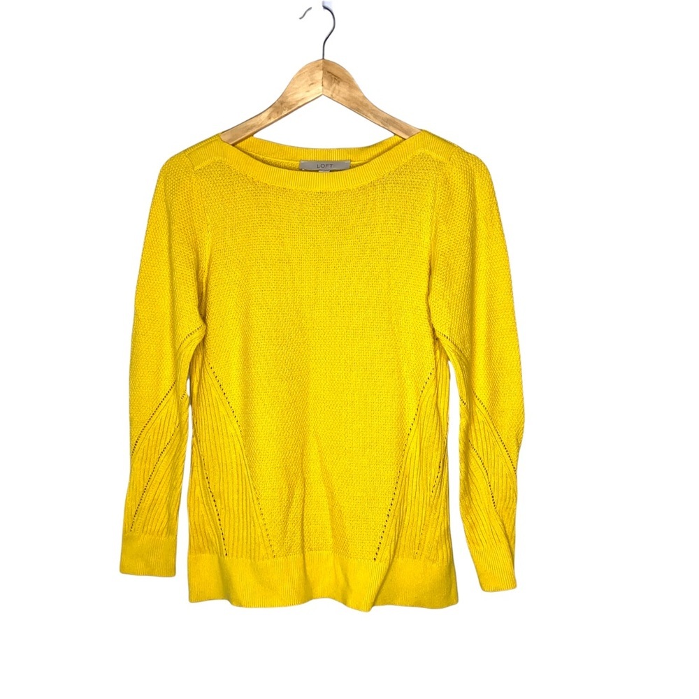 Ann Taylor Loft Sweater Women Size XS Long Sleeves Boat Neck Yellow XS *
